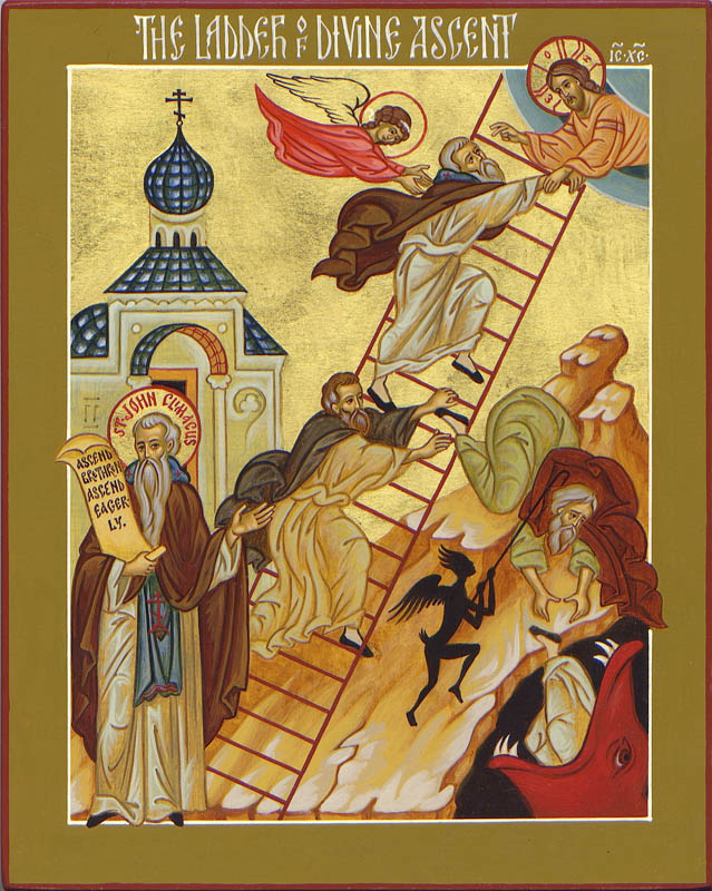 The Ladder of Divine Ascent, with St John Climacus - Classic Print (6"x 4 3/4")
