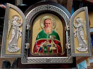 Exclusive High Quality Handmade Triptych of John of Kronstadt (Святой Иоанн Кронштадтский)