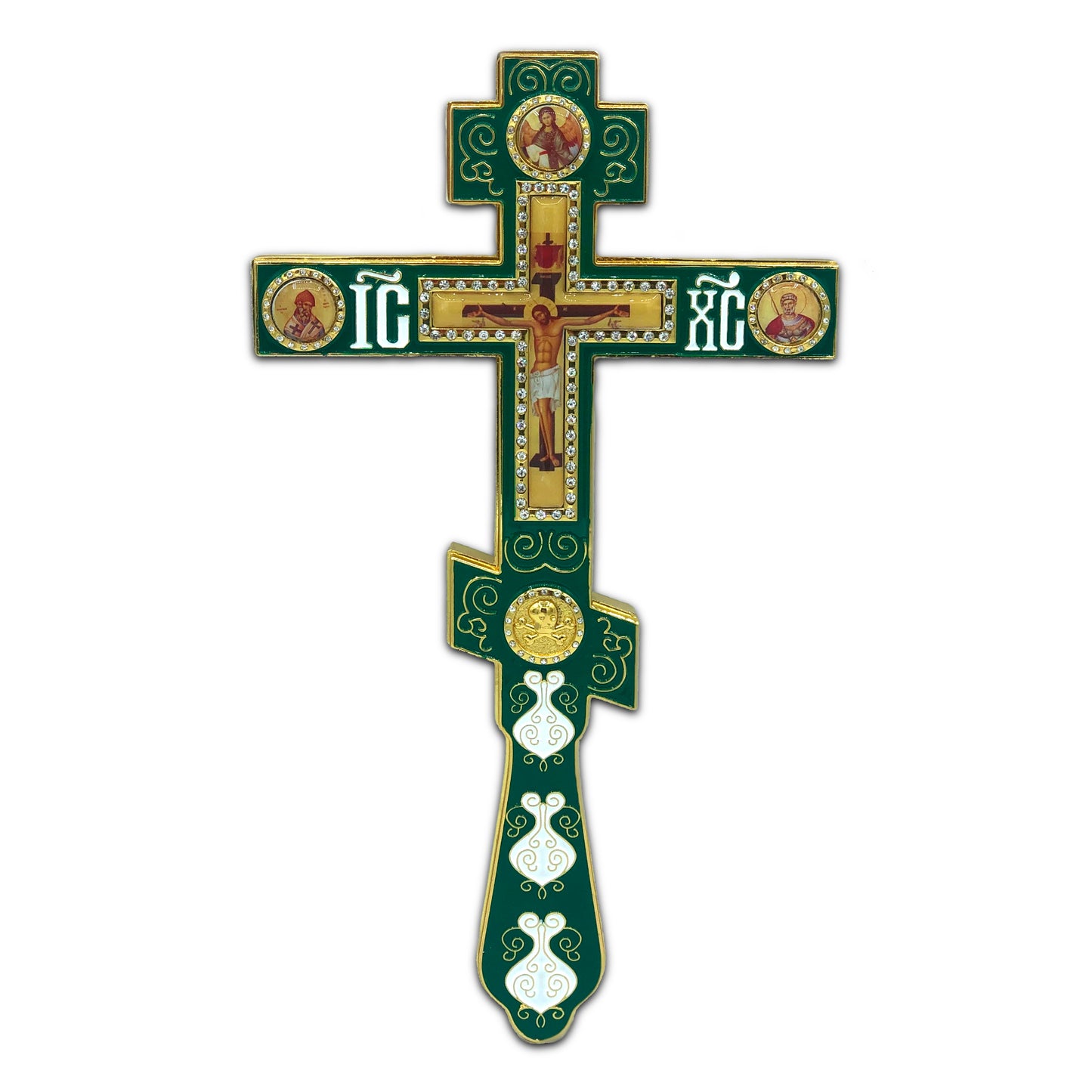 Altar / Blessing Cross, Green Enamel, Medium