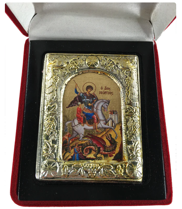 St. George, Small Icon, Silver border in a gift box