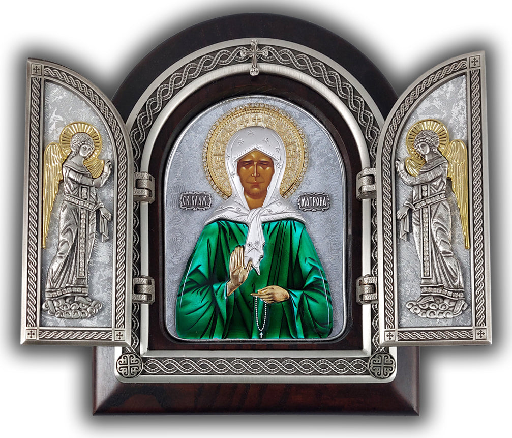 Exclusive High Quality Handmade Triptych of Saint Matrona the Wonderworker of Moscow (БЛАЖЕННАЯ МАТРОНА МОСКОВСКАЯ)