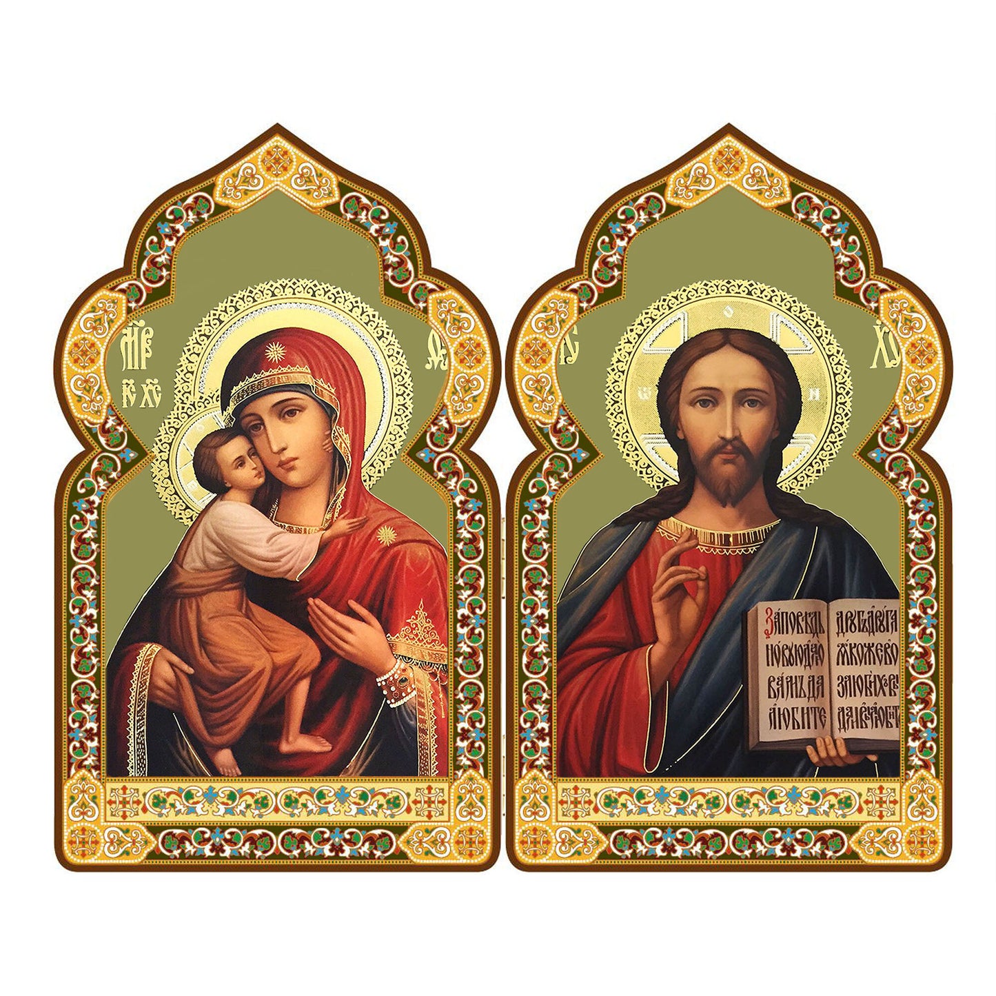 Orthodox Icon Diptych Mother of God and Christ The Teacher Religious