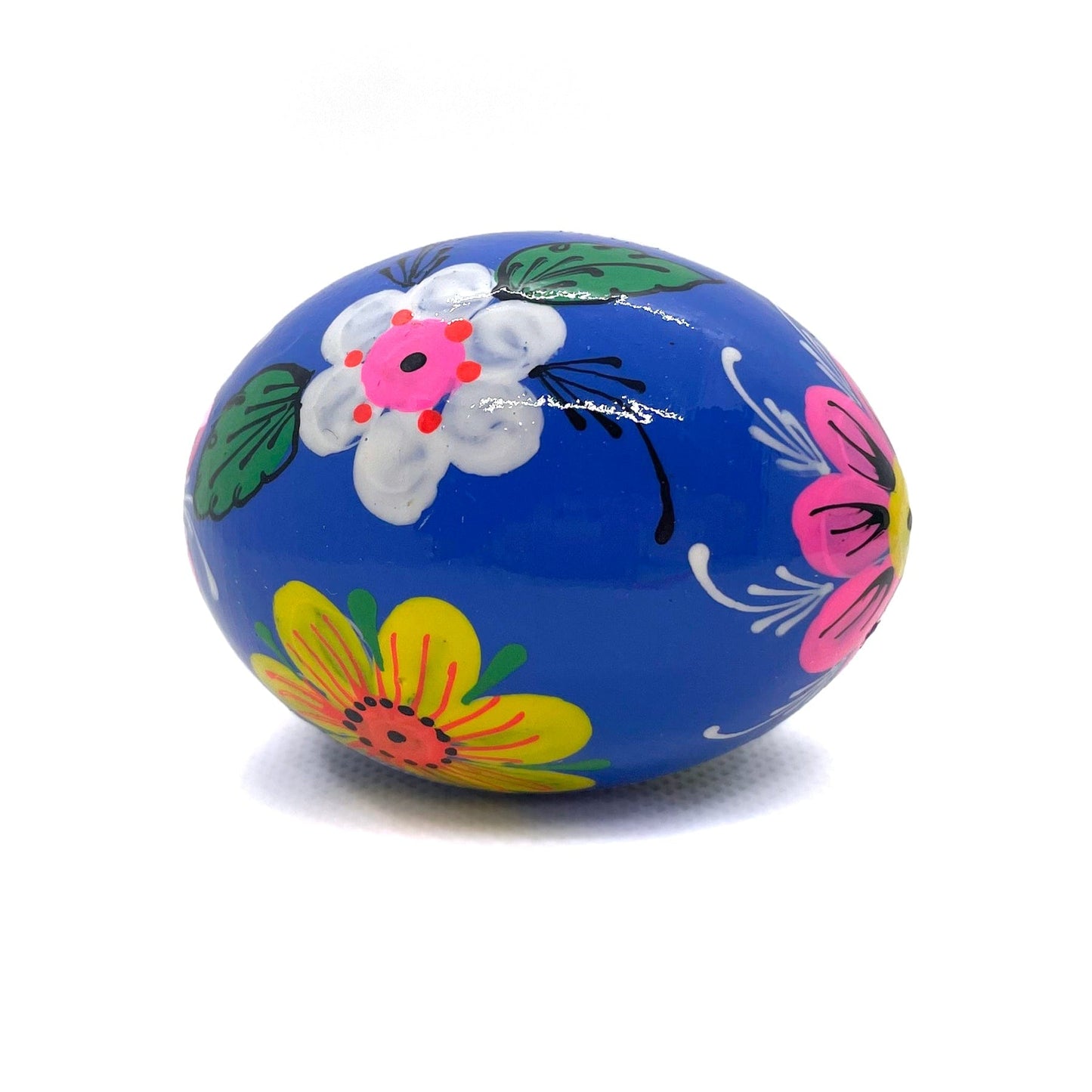 Wooden Easter Egg: Floral Blue