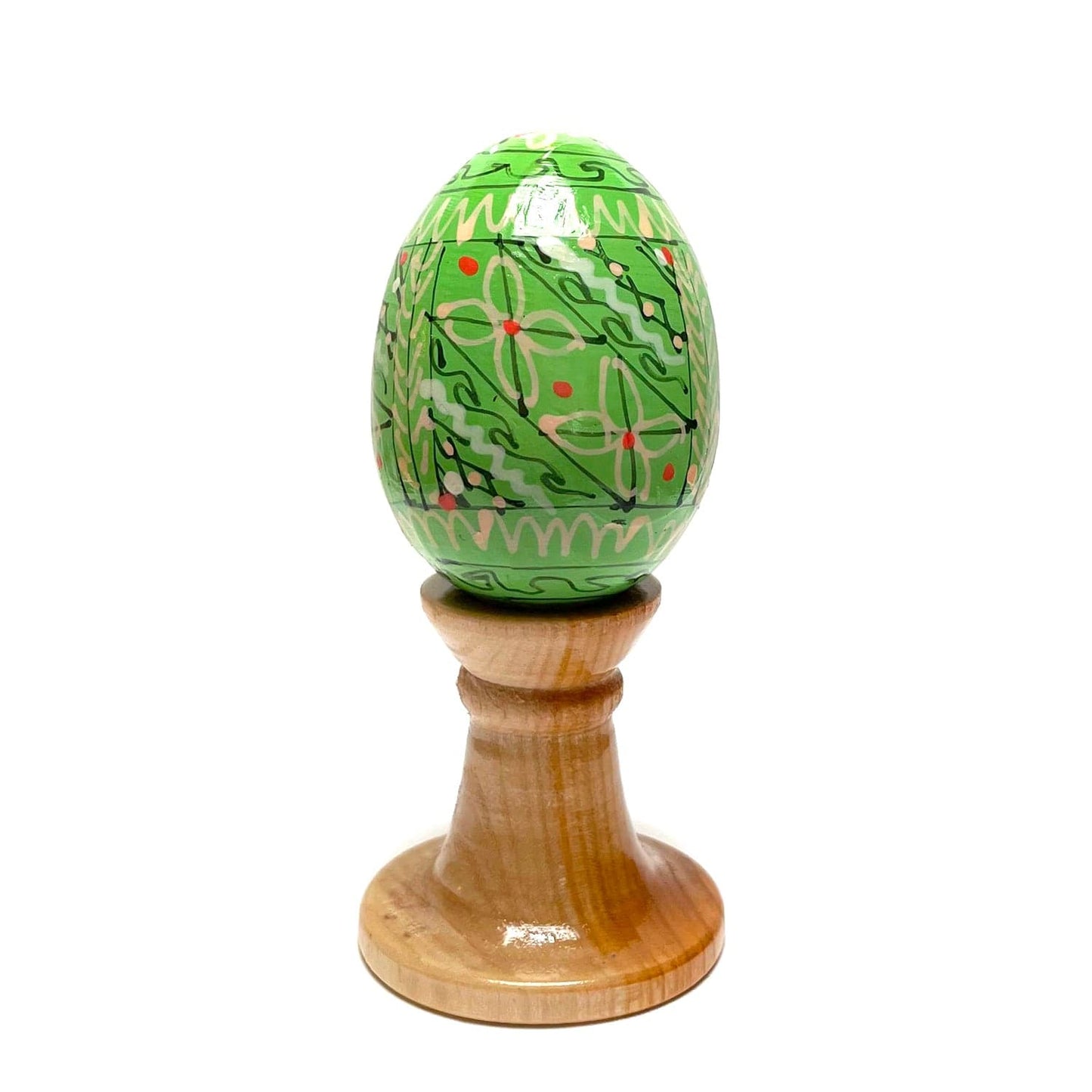 Wooden Egg with Stand: Green