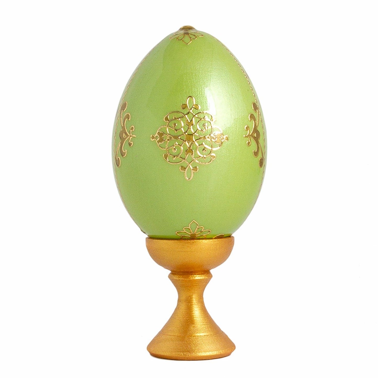 Standing Wooden Egg: Flowers on Green