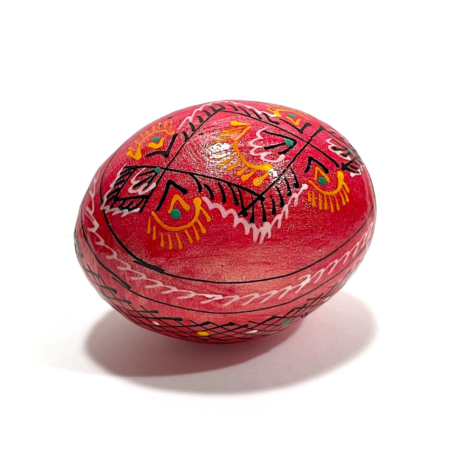 Ukrainian Wooden Easter Egg: Pearlized Red
