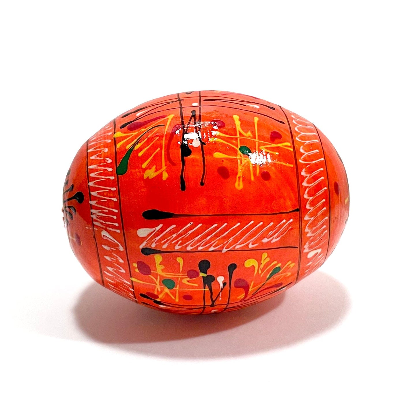 Ukrainian Wooden Easter Egg: Bright Orange