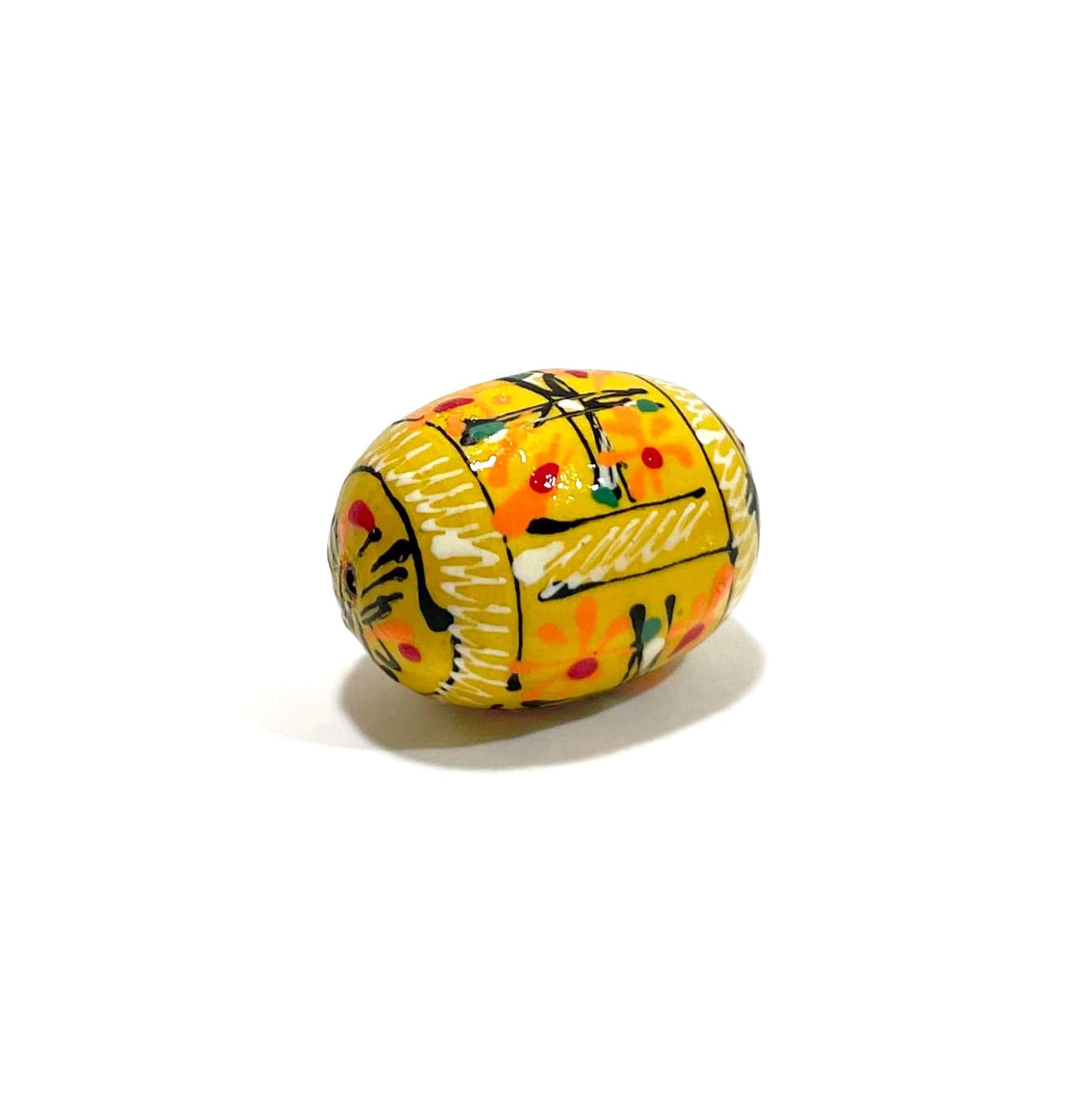 Mini Ukrainian Wooden Easter Egg: Yellow