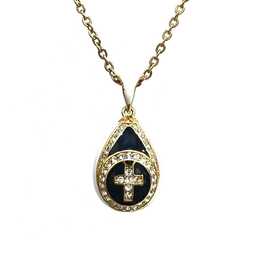 Egg Pendant: Cross Black & White