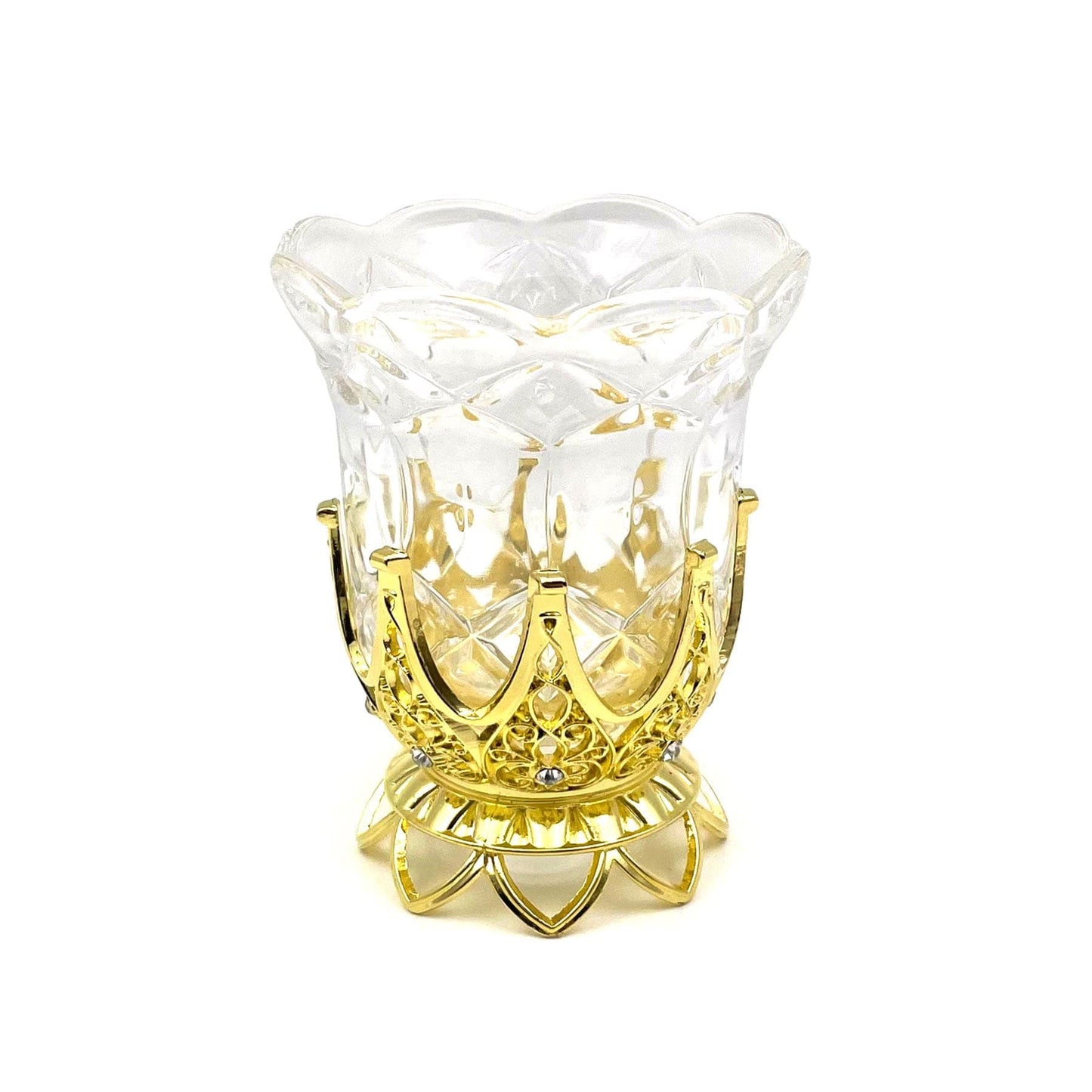 Vigil Lamp with Gold-plated Stand: Clear