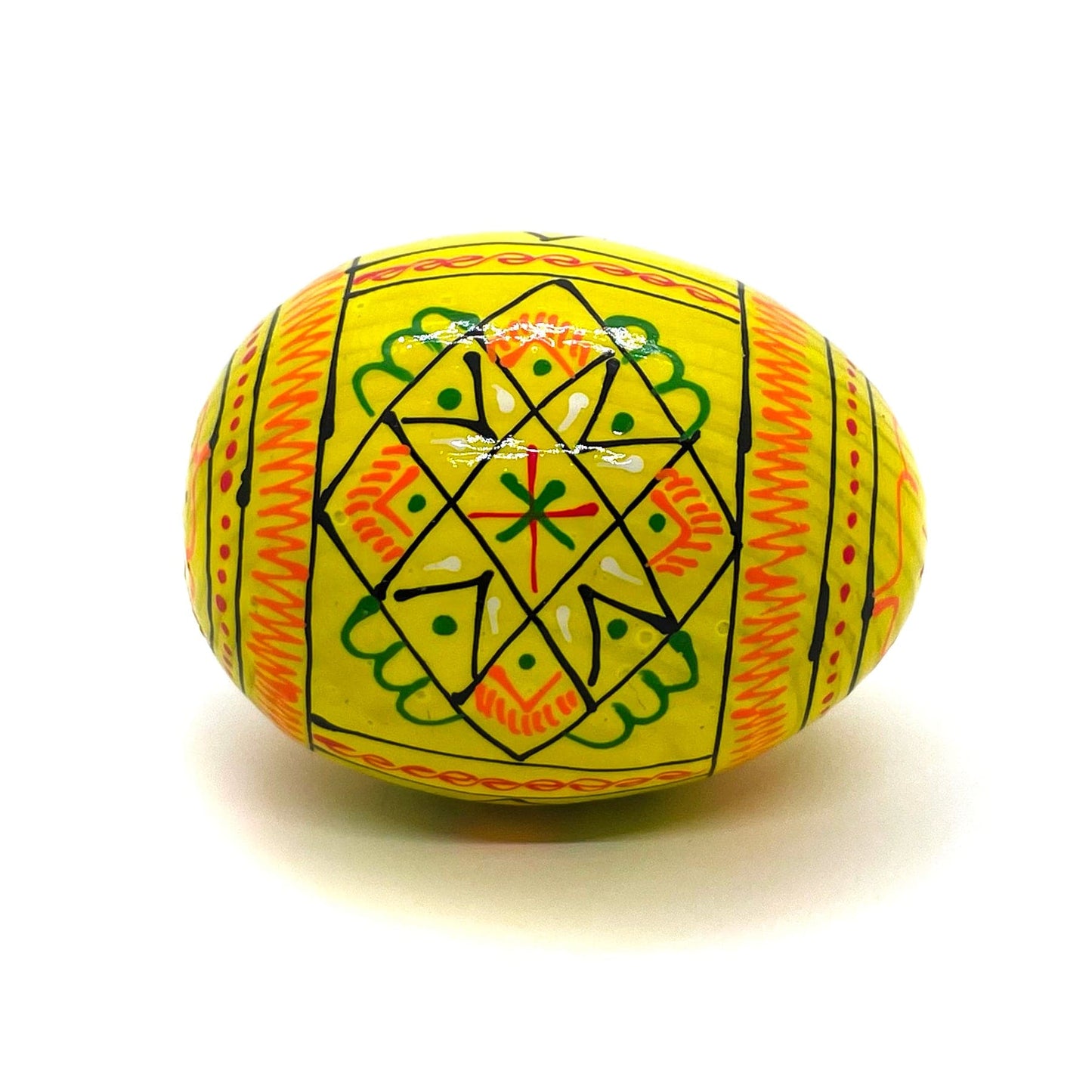 Ukrainian Wooden Easter Egg: Bright Yellow