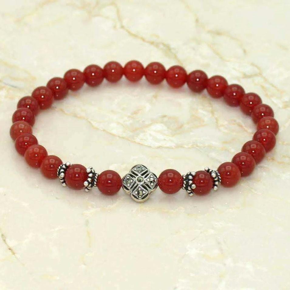 Prayer Bracelet: Semi-Precious Stone Carnelian