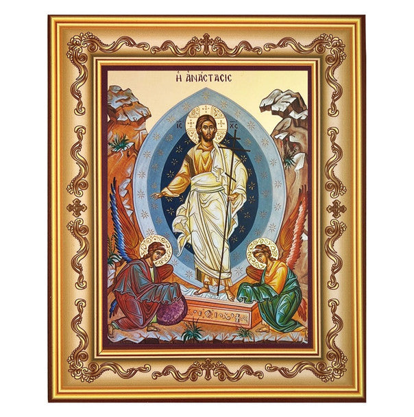 The Resurrection, standing Gold Foil Orthodox Icon in Frame