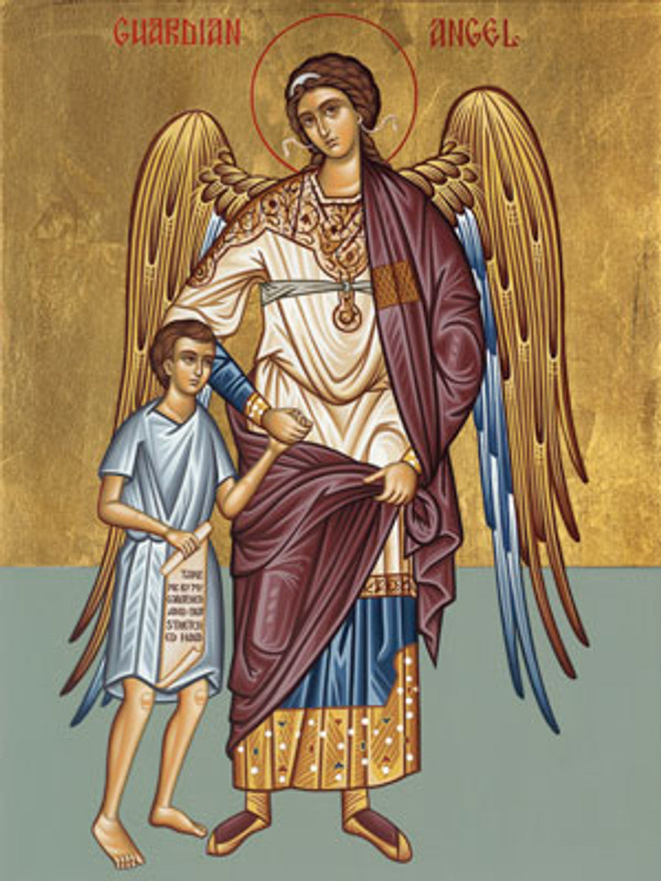 Icon of the Guardian Angel with a little boy