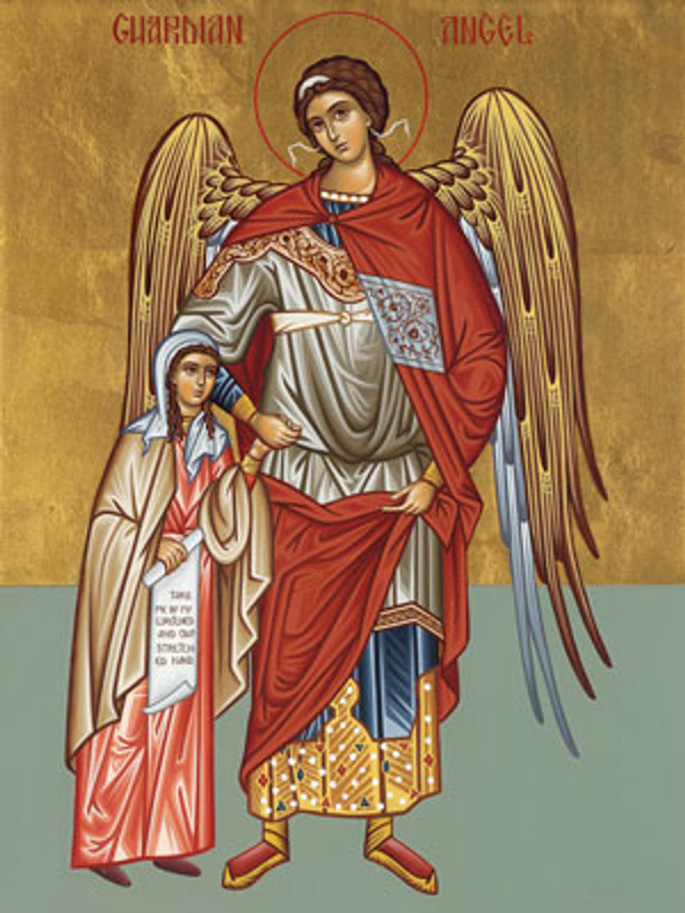 Icon of the Guardian Angel with a little girl