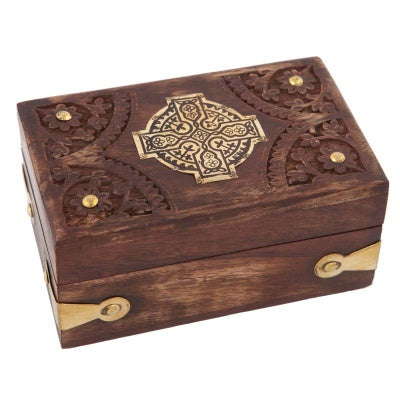 Carved Wooden Box. Size: 5 x 3 x 2.5 in.
