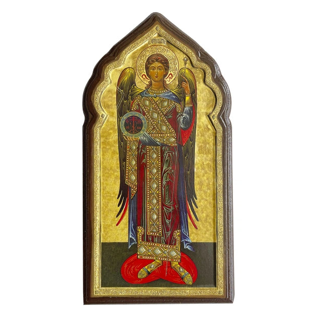 Archangel Gabriel Icon Mounted On Decorative Wood