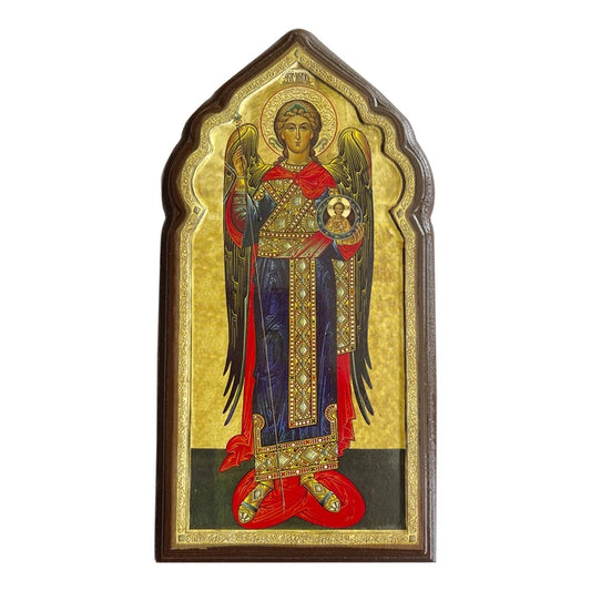 Archangel Michael Icon Mounted On Decorative Wood