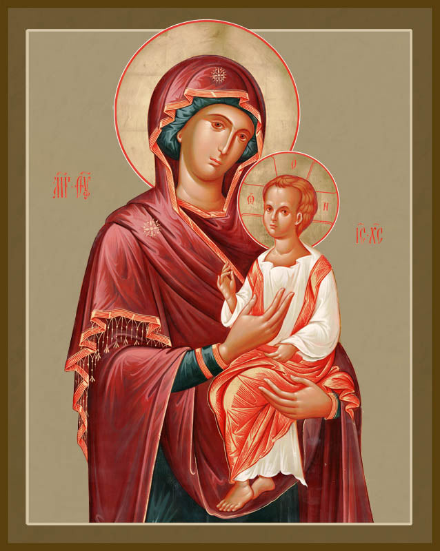 Pair of Classic Wedding Icons: Mother of God "Protection," & Christ Almighty (High-quality Classic, 9 in)