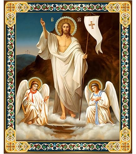 Resurrection of Christ Jesus Icon With Angels Orthodox Christian Russian Icon on Wood