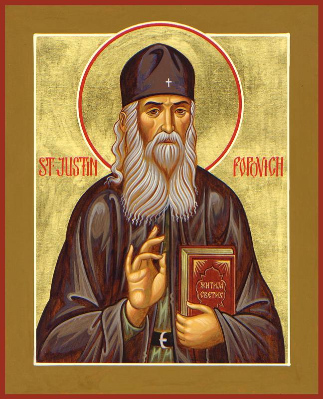 St Justin (Popovich) of Chelije - 6" x 5"