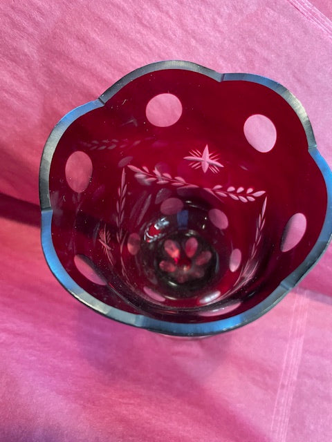 Etched standing red lampada glass