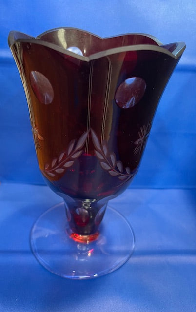 Etched standing red lampada glass