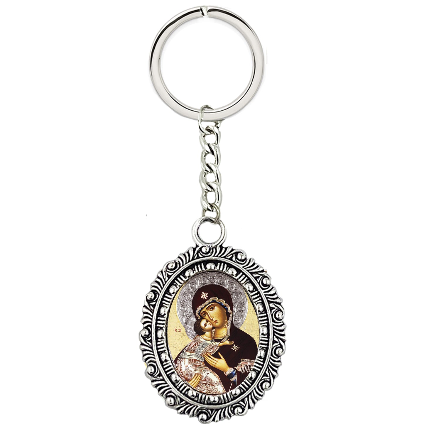 Virgin of Vladimir Byzantine Icon - Key Chain 4 1/4 Inch