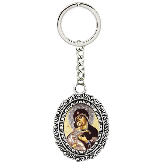 Virgin of Vladimir Byzantine Icon - Key Chain 4 1/4 Inch