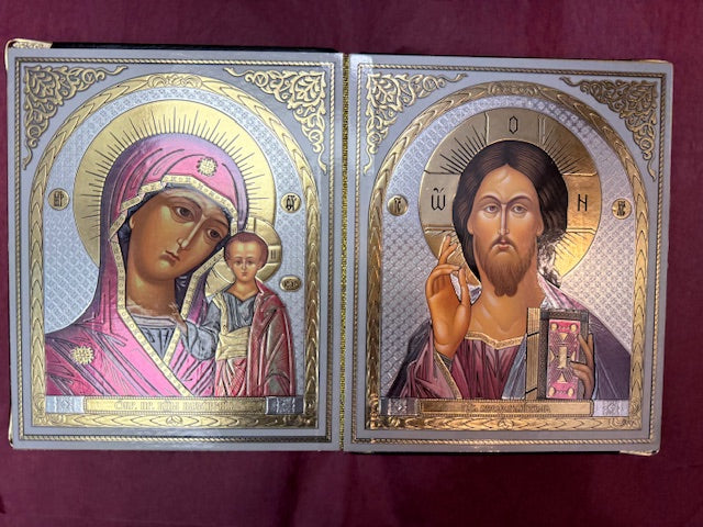 Pair of Wedding Icons in Standing Leather Frames