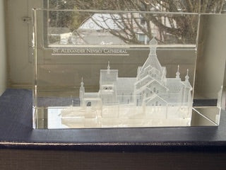 Paperweight - Laser-etched 3D crystal keepsake of the St. Alexander Nevsky Cathedral