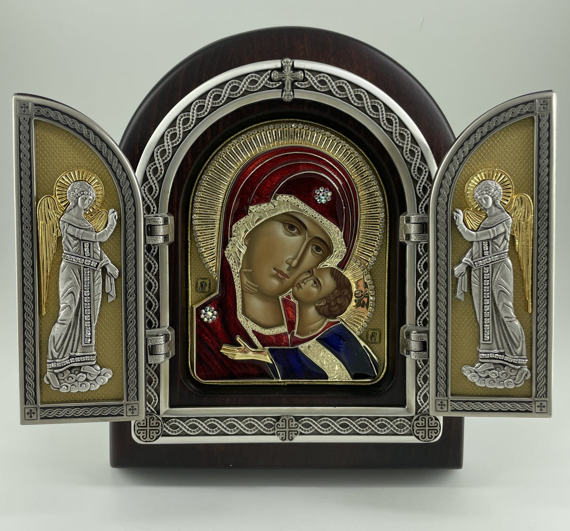 Exclusive High Quality Handmade Triptych Mother of God Tender Mercy