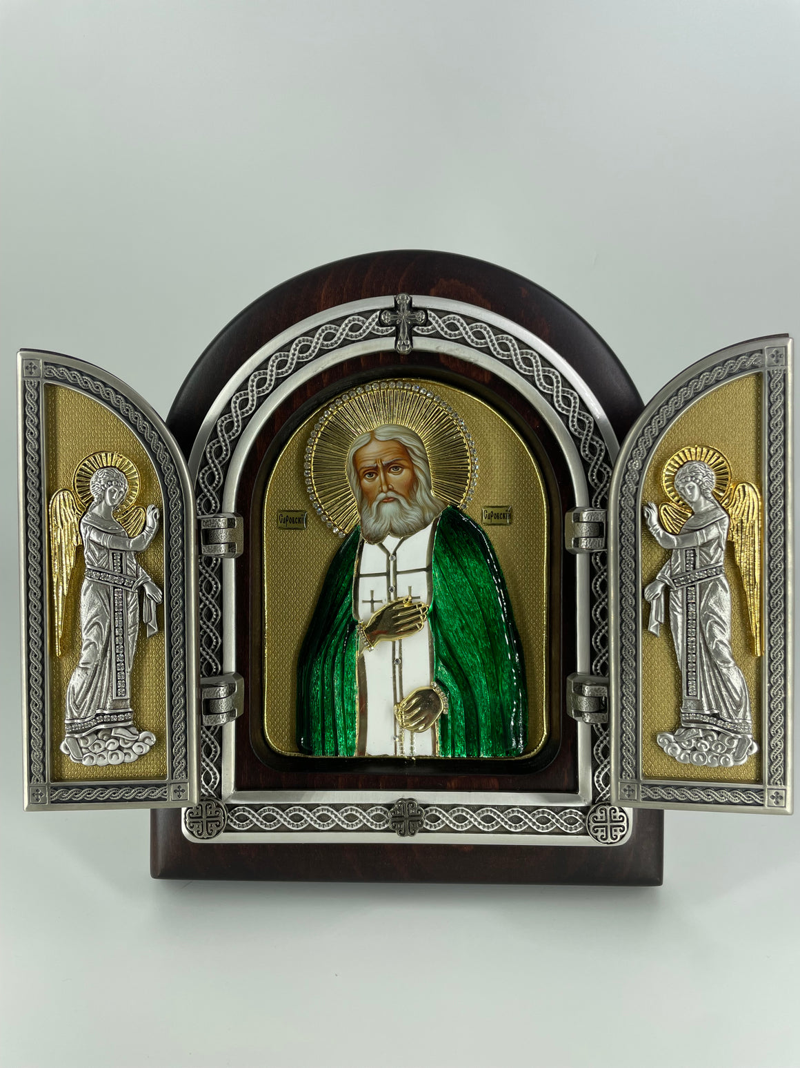 Exclusive High Quality Handmade Triptych of St. Seraphim of Sarov (Преподобный Серафим Саровский)