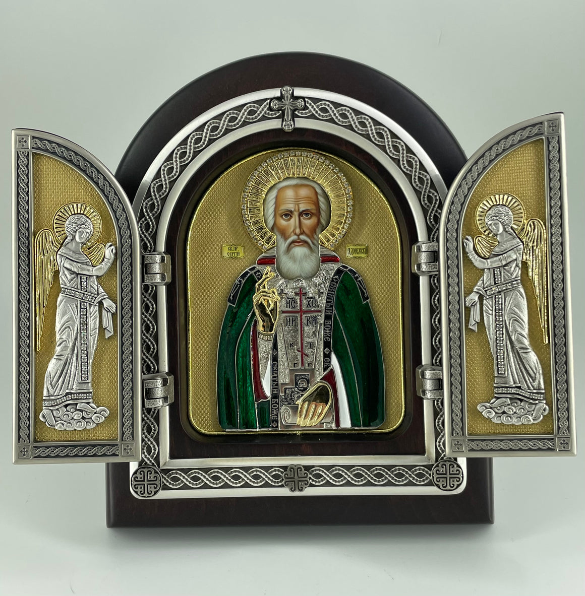 Exclusive High Quality Handmade Triptych of St. Sergius of Radonezh (Преподобный Сергий Радонежский)