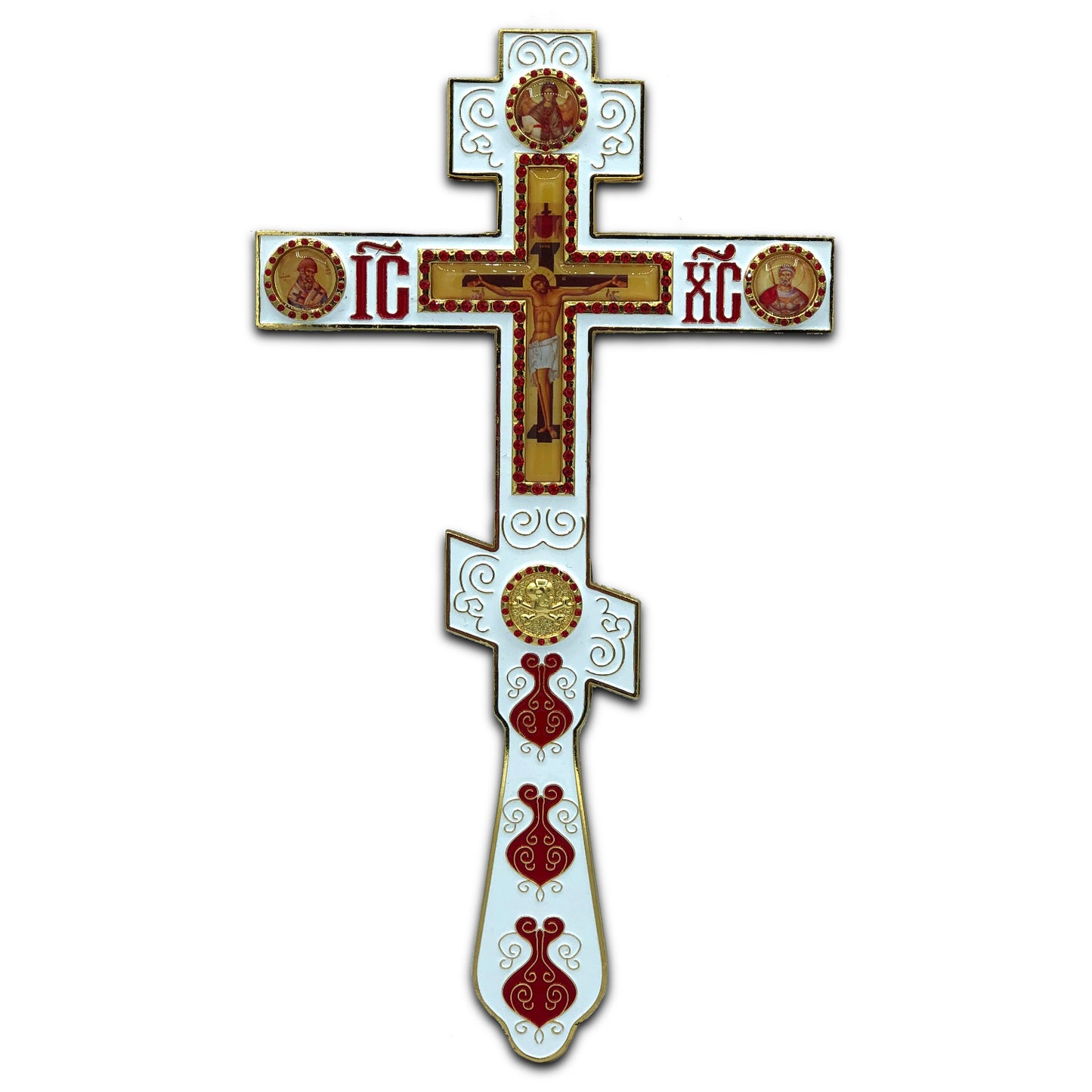 Altar / Blessing Cross, White Enamel, Medium