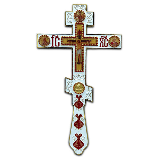 Altar / Blessing Cross, White Enamel, Medium