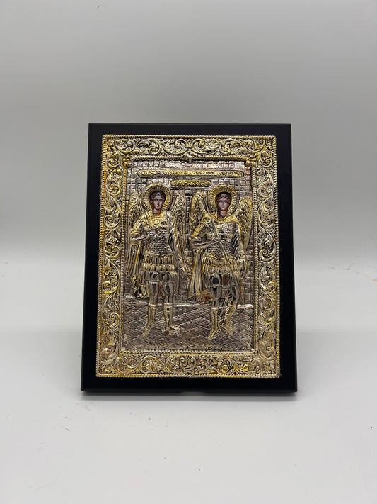 Archangels Michael and Gabriel Silver & Gold Plated Icon