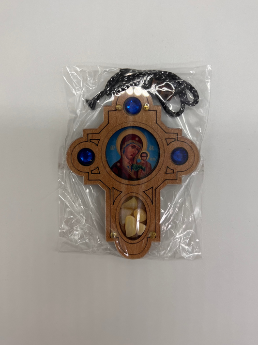 Wooden Cross Pendant Mother Of God - Car Room Wooden Cross Decoration on Rope