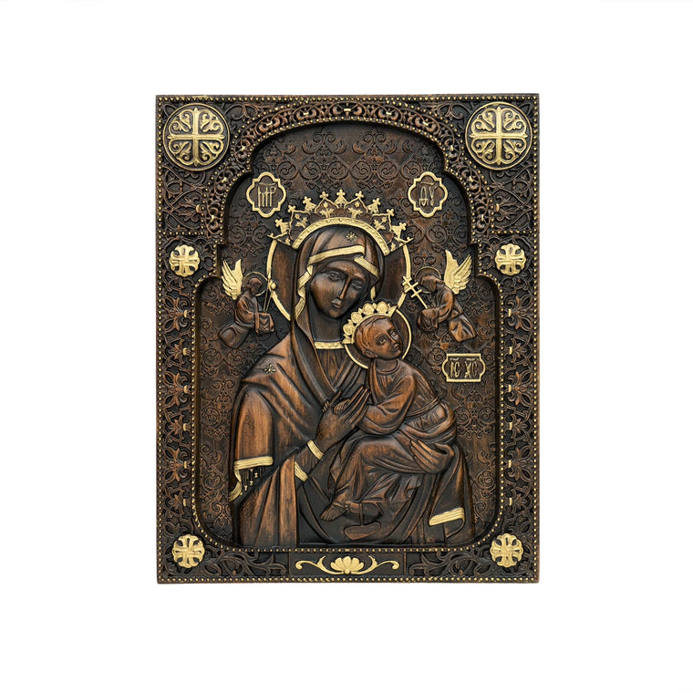 Theotokos of the Passion - Carved Oak Wood Icon