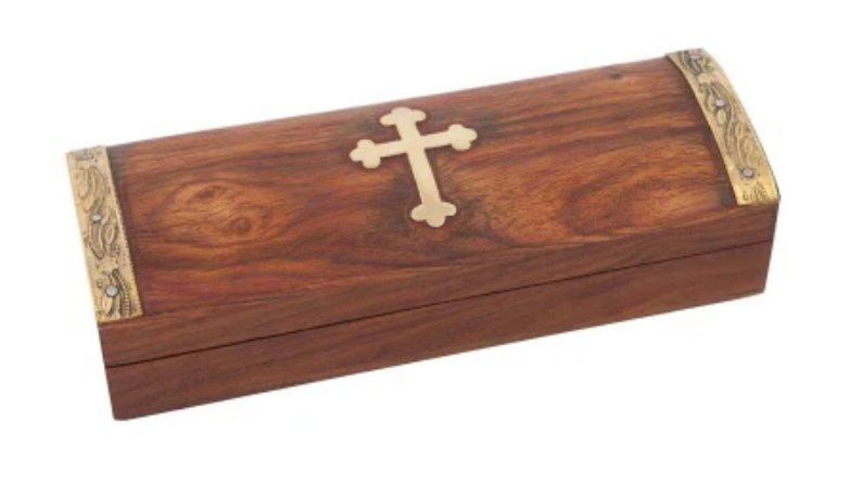 Carved Wooden Box 6.25 x 2 x 1.75 inches