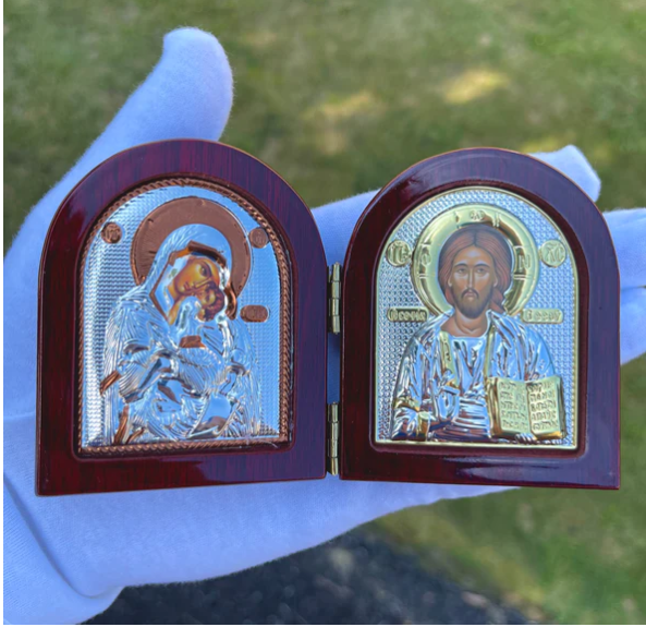 Folding Icon of Christ and the Theotokos diptych