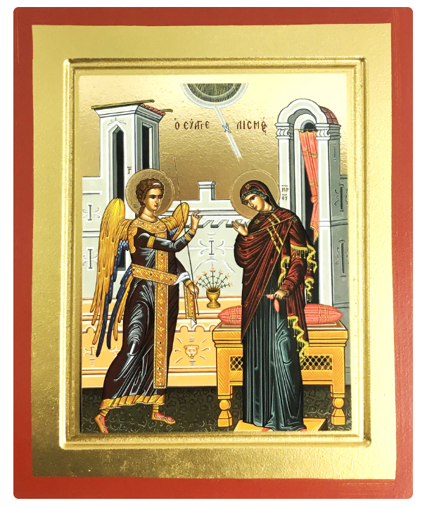 Theotokos, Annunciation, Silk Screen Icon on Wood