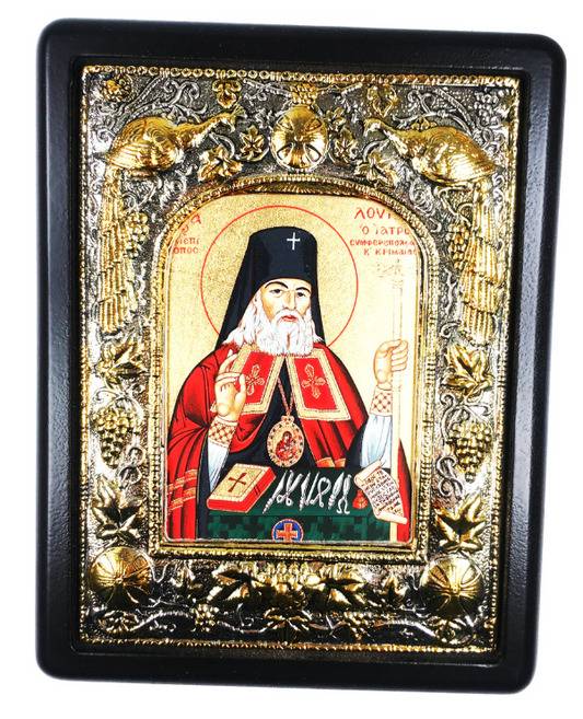 St. Luke the Surgeon, Silk-screen Icon, Silver border