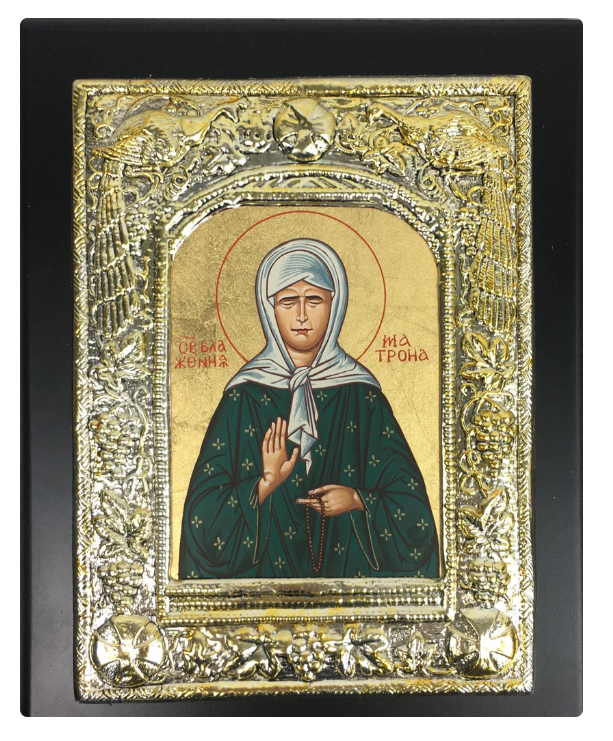 St. Matrona, Silk-screen Icon, Silver border