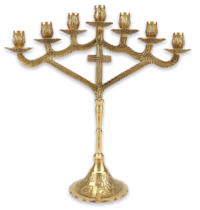 7 Candle Christian Candelabra - Orthodox Brass Candle Holder