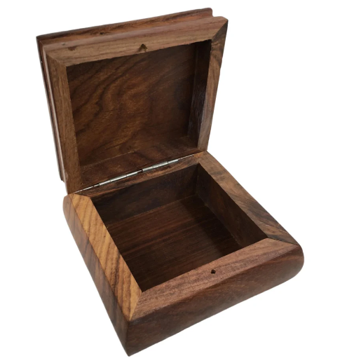 Carved Wooden Box 4 x 4 x 2 in