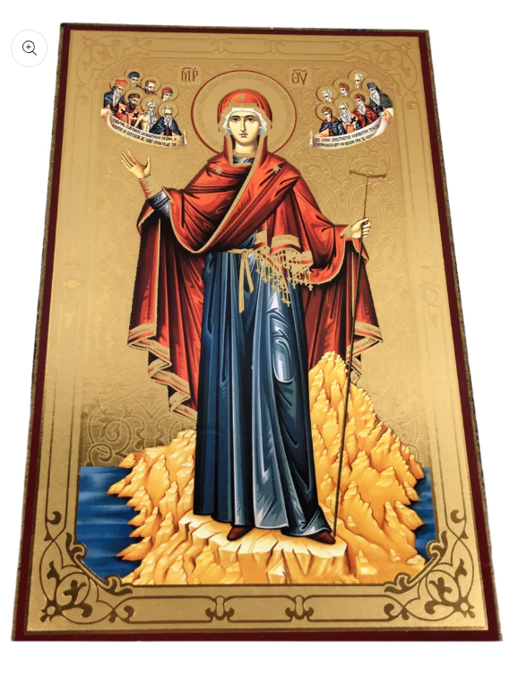 Russian Icon: Theotokos, Protectress of Mt. Athos