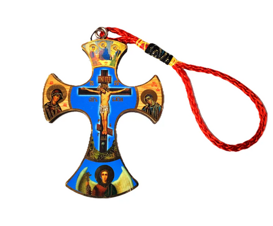 Car Icon - Hanging Cross on red string