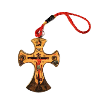 Car Icon - Hanging Cross on red string