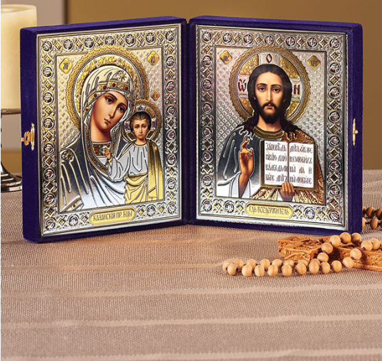 Pair of Wedding Icons in Standing Velvet Frames